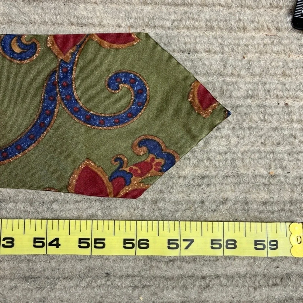 Strathmore Anderson-Little Olive Green Red Floral Paisley Silk Blend Necktie